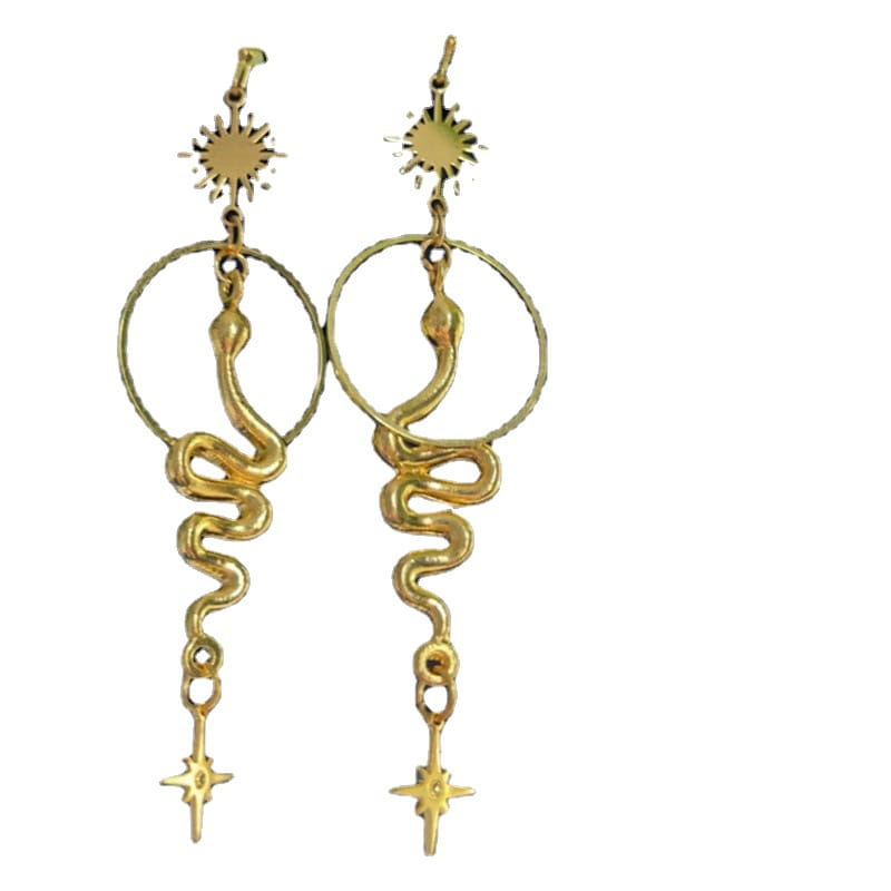 GOLD SNAKE BOHO EARRINGS FOR WOMEN WITH MYSTICAL CHARM