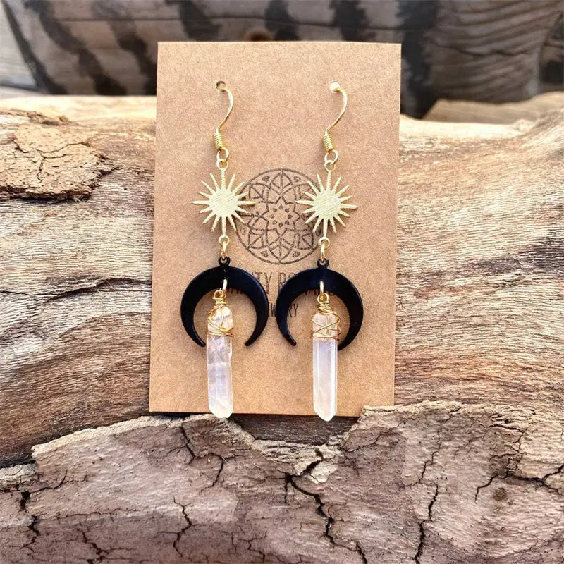 CRYSTAL QUARTZ BOHO EARRINGS FOR WOMEN WITH SPIRITUAL CHARM