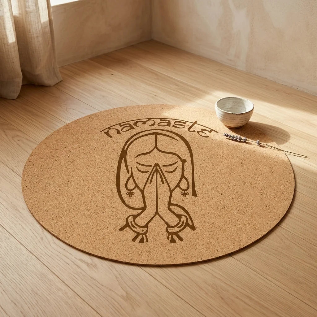 Eco-Friendly Round Exercise Mat With Cork Surface - Pay tribute / 68×68 cm