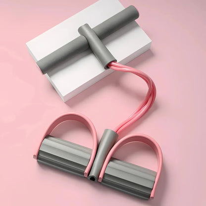 Elastic Band Fitness Equipment With Pedal Puller Set - Cherry pink