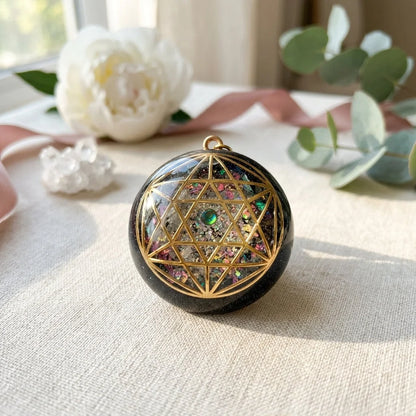 Energy Flow Geometric Necklace With Crystal Inlay