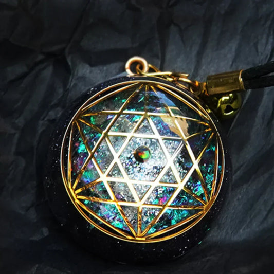 Energy Flow Geometric Necklace With Crystal Inlay