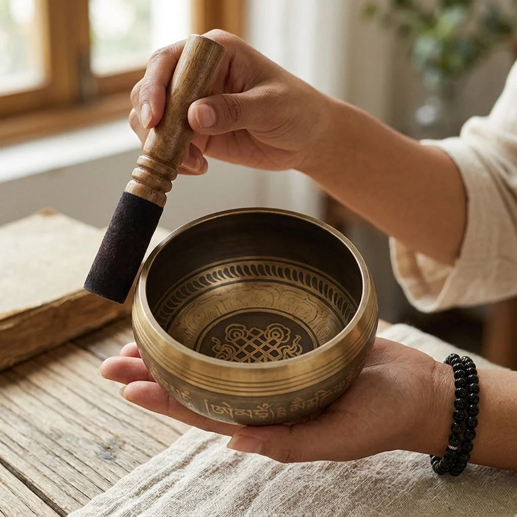 Engraved Copper Sound Bowl For Deep Meditation