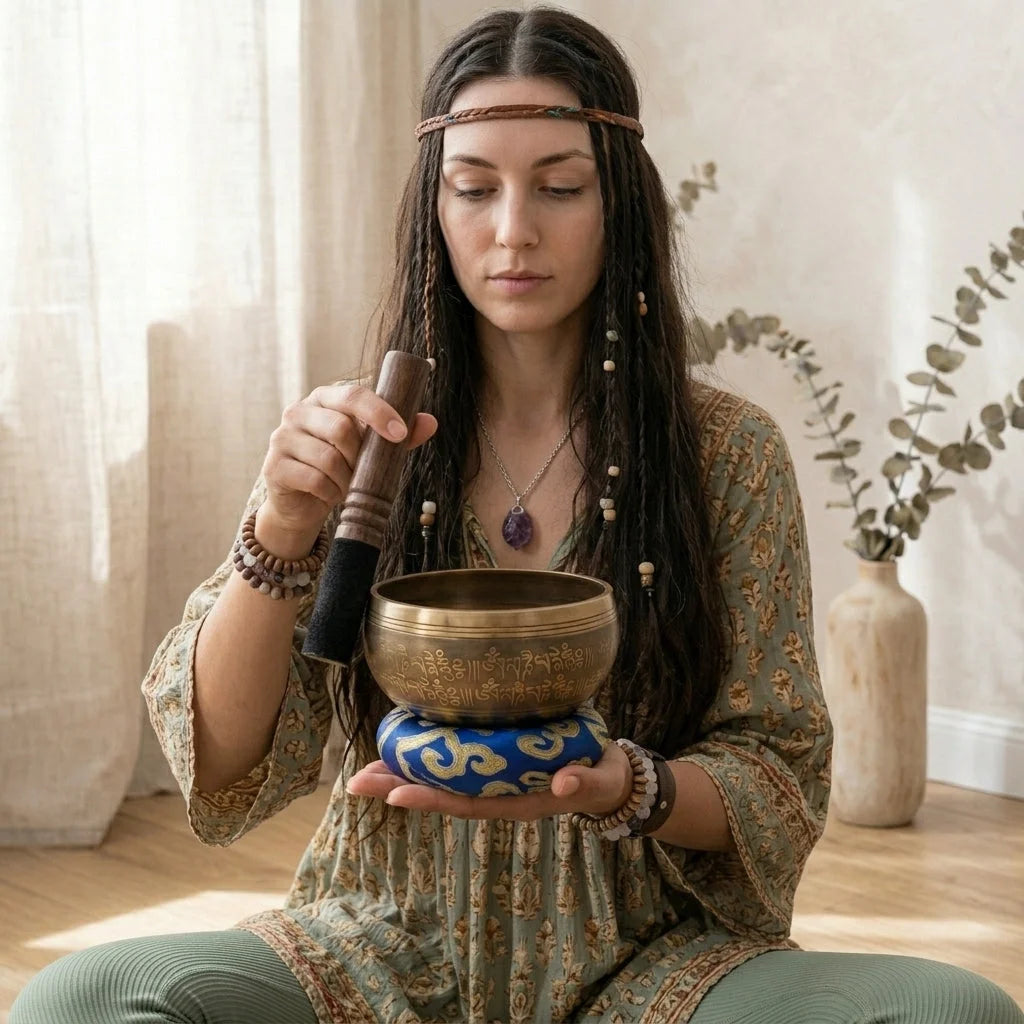 Engraved Copper Sound Bowl For Deep Meditation
