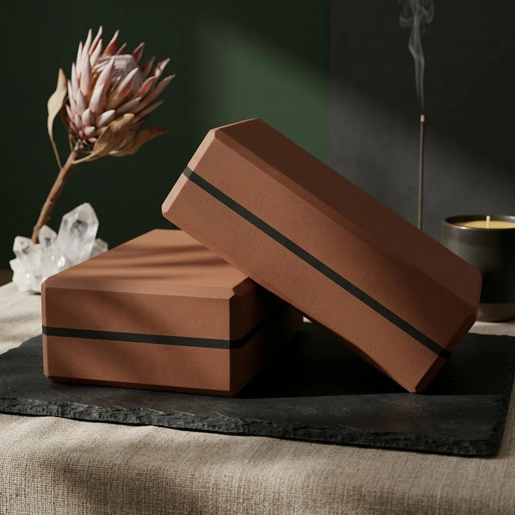 Ergonomic High-Density Yogablock For Supportive Flow - Coffee / 23x15x8.5 cm