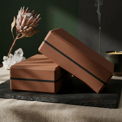 Ergonomic High-Density Yogablock For Supportive Flow - Coffee / 23x15x8.5 cm