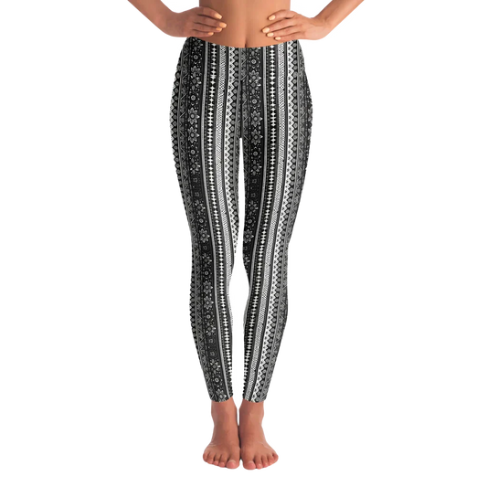 Ethnic Stripe Yoga Ladies Pants With 70s Hippie Energy - XS