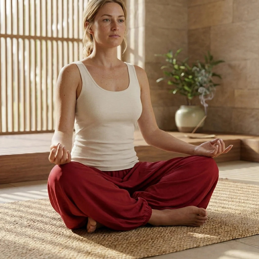 Ethnic Style Dropped Crotch Pants With Boho Flow