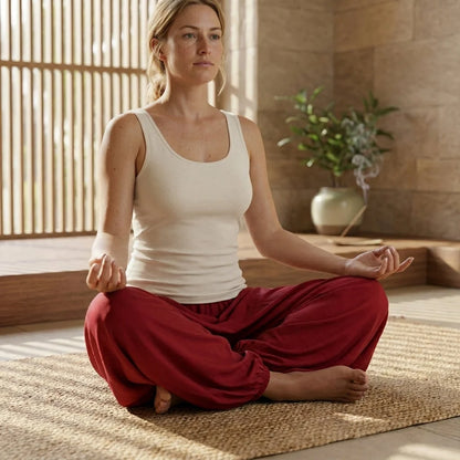 Ethnic Style Dropped Crotch Pants With Boho Flow