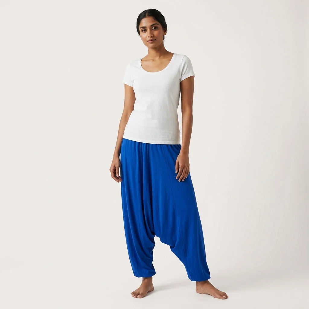 Ethnic Style Dropped Crotch Pants With Boho Flow