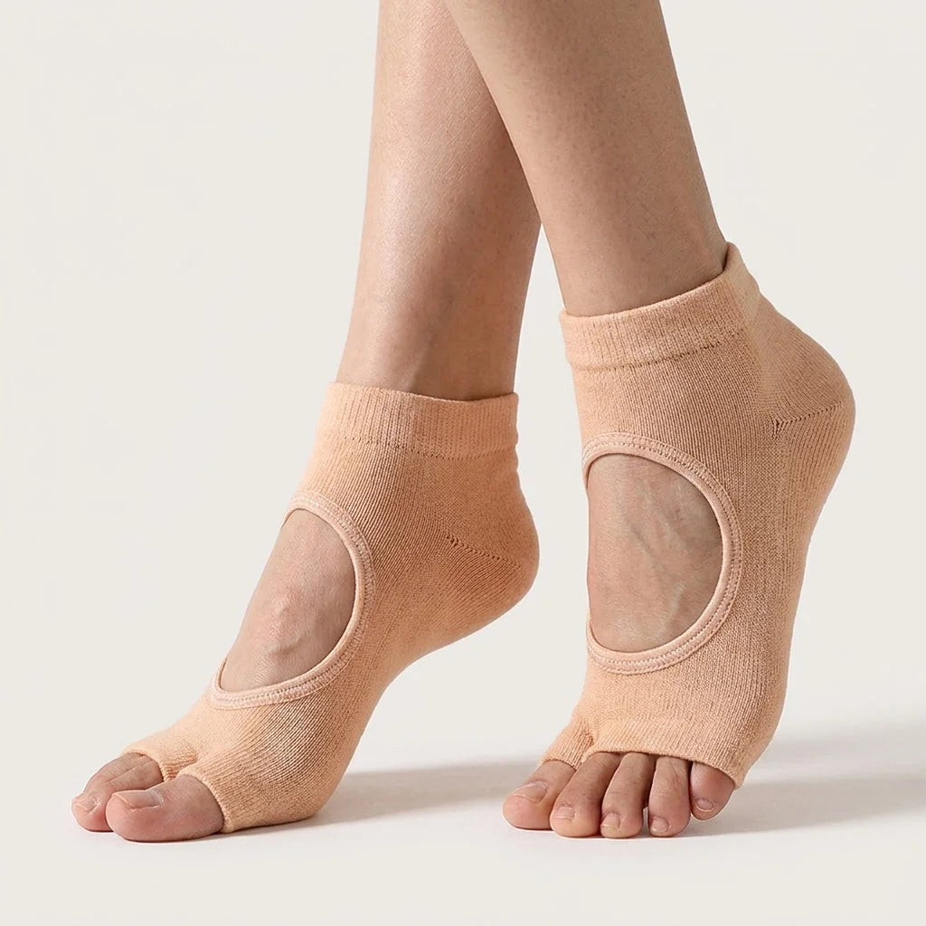 Exposed Toe Yoga Feet Socks With Grip Support