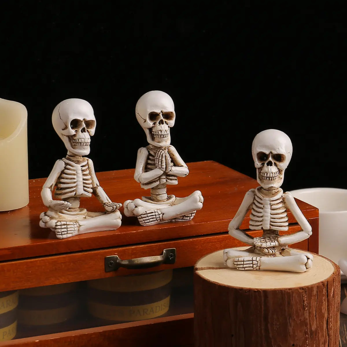 MEDITATION SKULL YOGA STATUES FOR HALLOWEEN DECOR