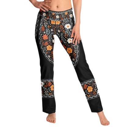 Falre Leggings With Autumn Floral Boho Print