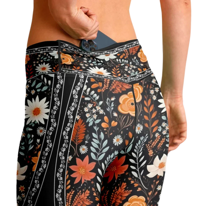 Falre Leggings With Autumn Floral Boho Print