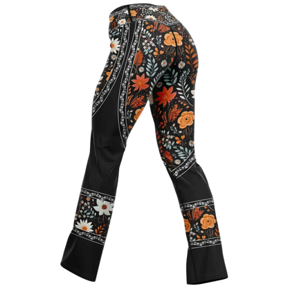 Falre Leggings With Autumn Floral Boho Print