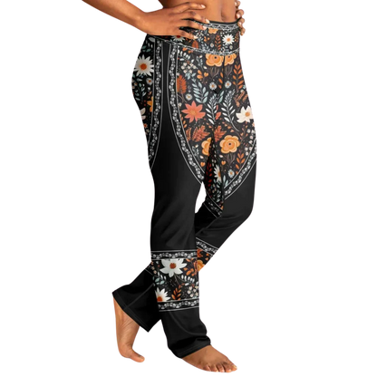 Falre Leggings With Autumn Floral Boho Print