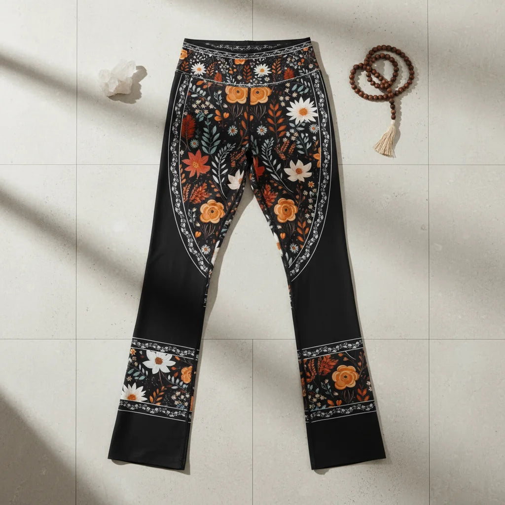 Falre Leggings With Autumn Floral Boho Print