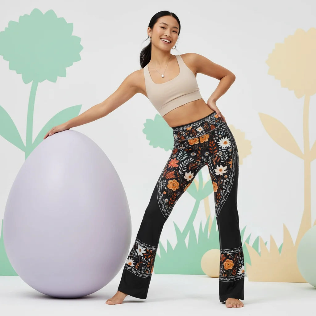 Falre Leggings With Autumn Floral Boho Print