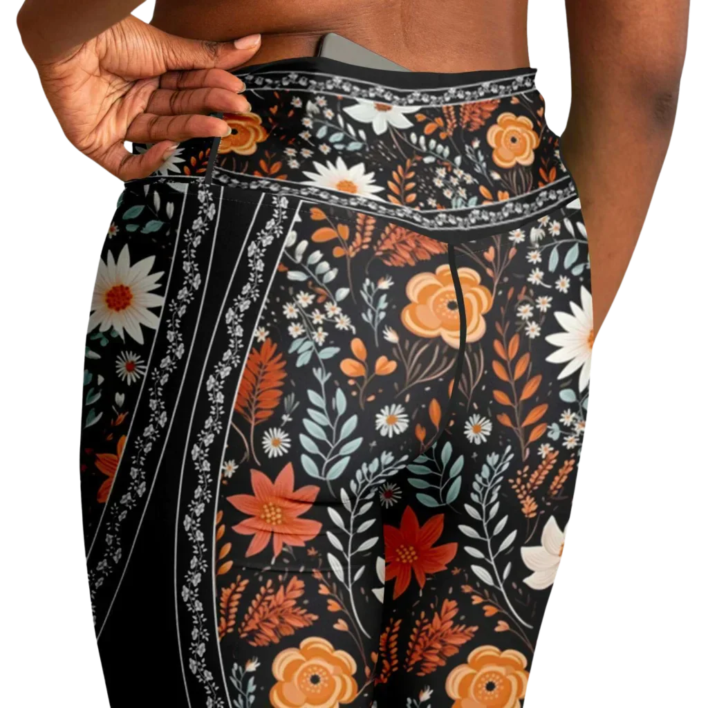 Falre Leggings With Autumn Floral Boho Print