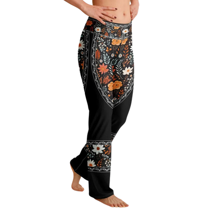 Falre Leggings With Autumn Floral Boho Print
