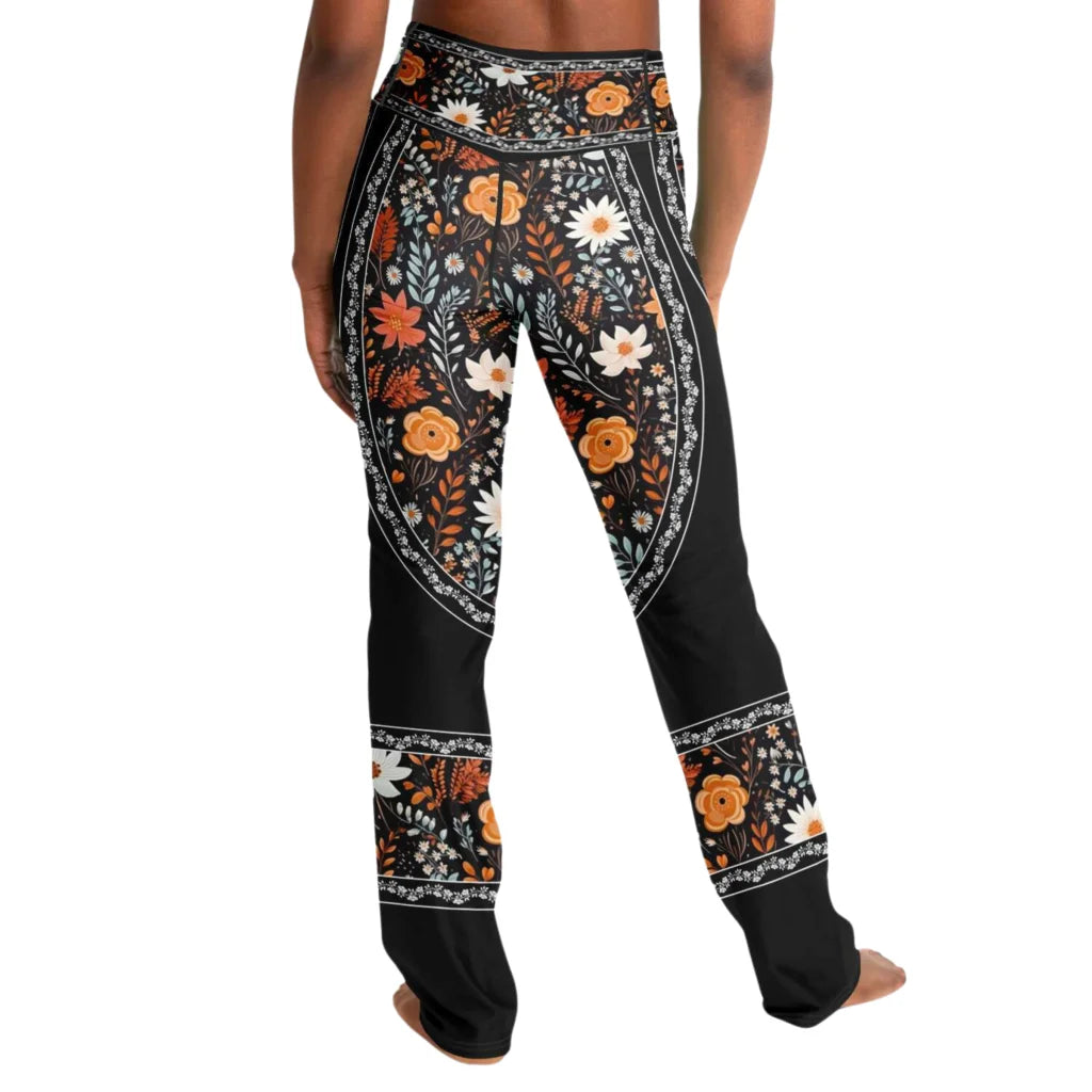 Falre Leggings With Autumn Floral Boho Print