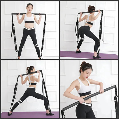 Fitness Equipment Elastic Bands With Pilates Bar Set
