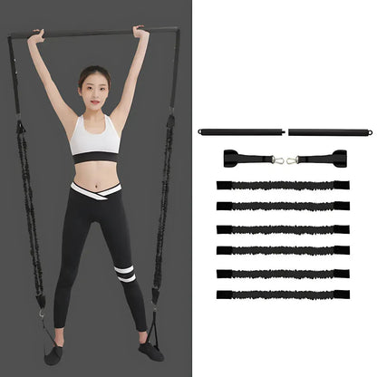 Fitness Equipment Elastic Bands With Pilates Bar Set - C