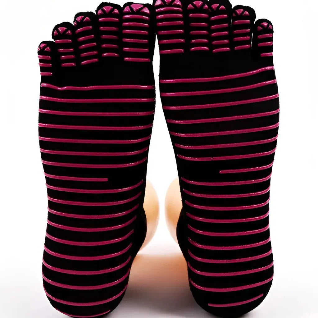 Five Toe Grip Yoga Socks For Women - Black / one size
