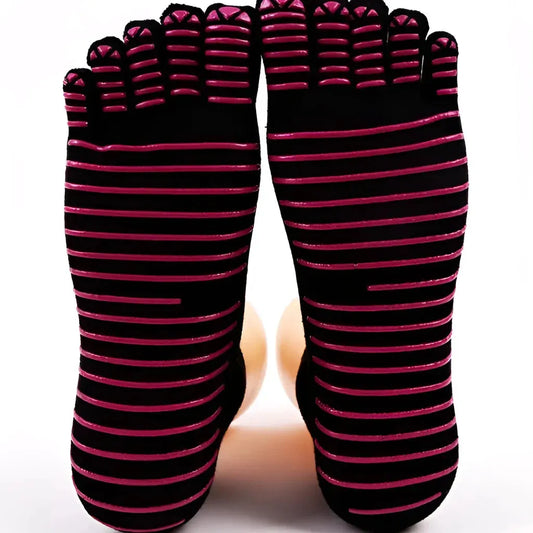 Five Toe Grip Yoga Socks For Women - Black / one size