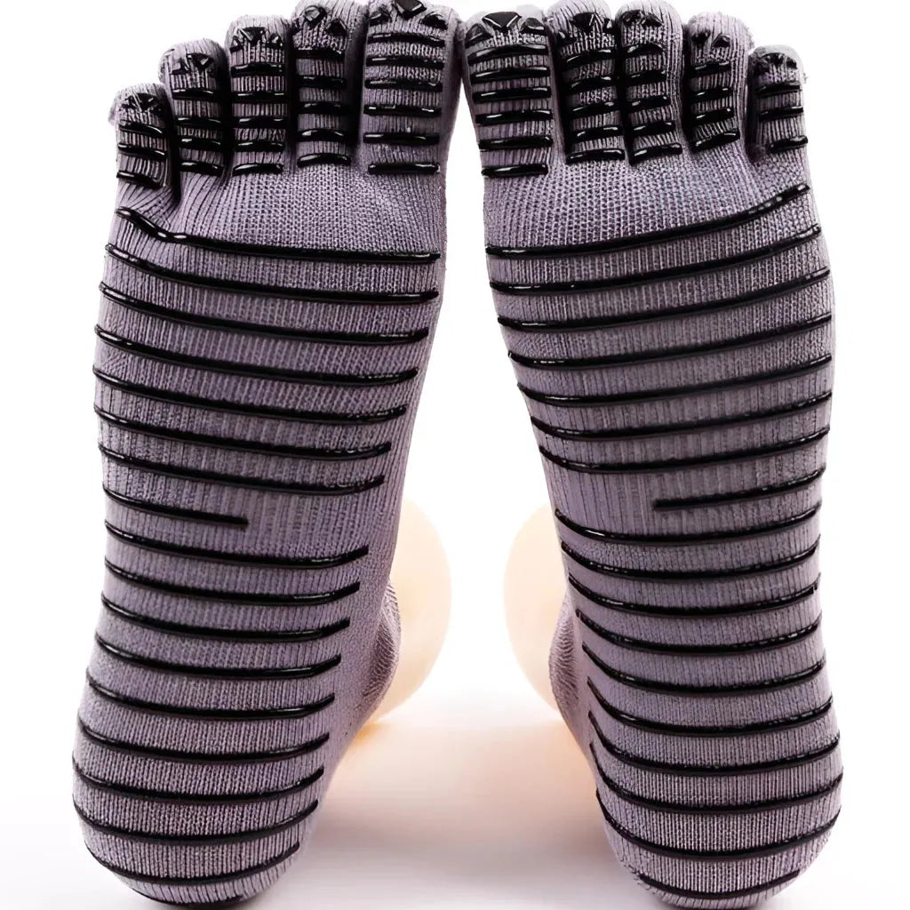 Five Toe Grip Yoga Socks For Women - Dark Grey / one size