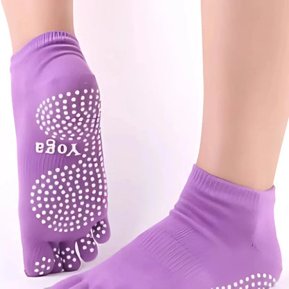 Five Toe Grip Yoga Socks For Women - Light Purple / one size