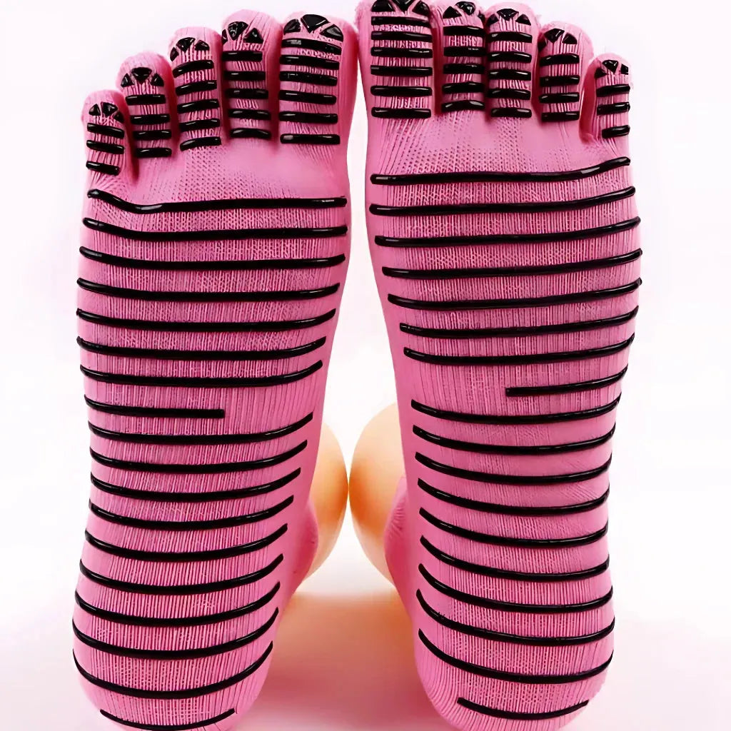 Five Toe Grip Yoga Socks For Women - Pink / one size