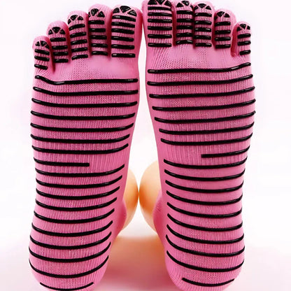 Five Toe Grip Yoga Socks For Women - Pink / one size
