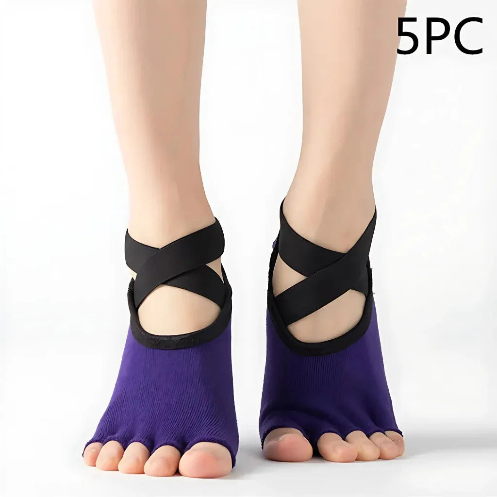 Five Toe Socks For Yoga And Pilates Control - Purple 5PC / one size