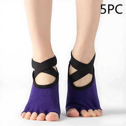Five Toe Socks For Yoga And Pilates Control - Purple 5PC / one size