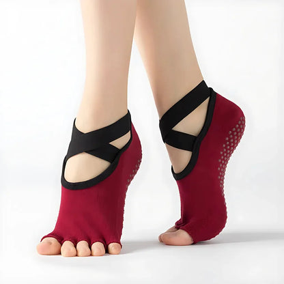 Five Toe Socks For Yoga And Pilates Control - Red / one size