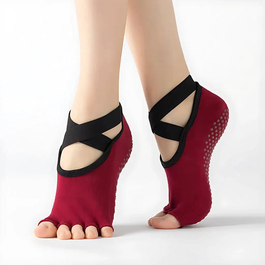 Five Toe Socks For Yoga And Pilates Control - Red / one size
