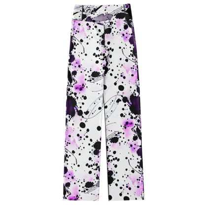 Flare Leggings For Women With Purple Heart Print