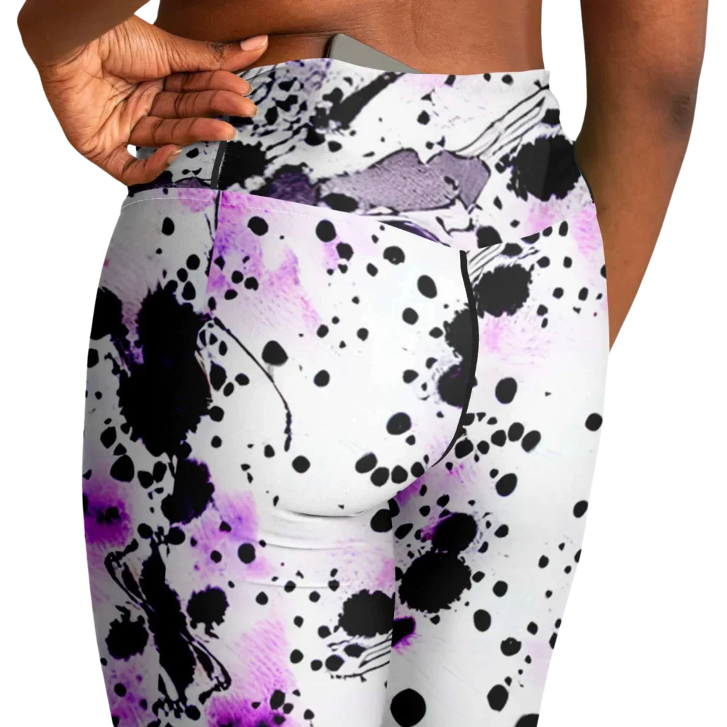 Flare Leggings For Women With Purple Heart Print