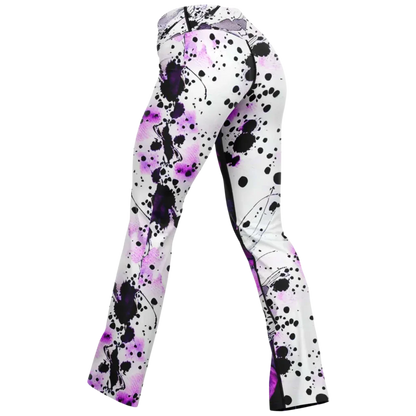 Flare Leggings For Women With Purple Heart Print