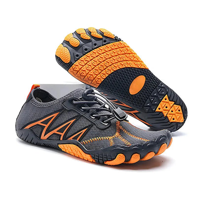 Flexible Yoga Shoes For Men With Elastic Slip-On Fit - Gray Orange / 36