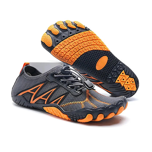 Flexible Yoga Shoes For Men With Elastic Slip-On Fit - Gray Orange / 36
