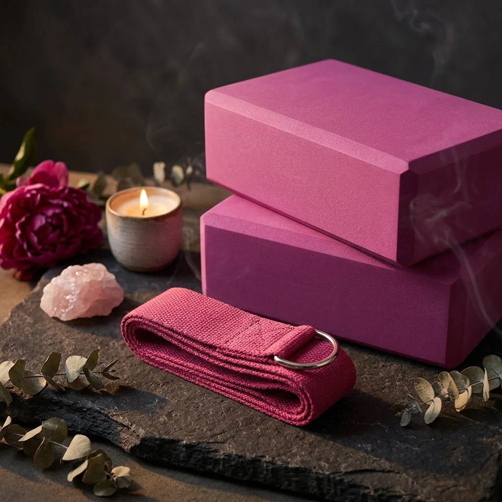 Foam Yoga Block Set With Strap For Stretch And Support