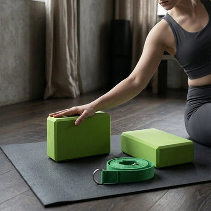 Foam Yoga Block Set With Strap For Stretch And Support