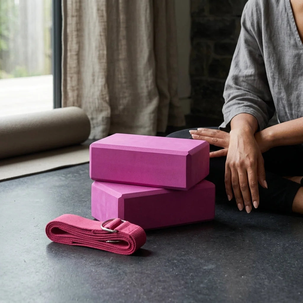 Foam Yoga Block Set With Strap For Stretch And Support