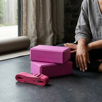 Foam Yoga Block Set With Strap For Stretch And Support