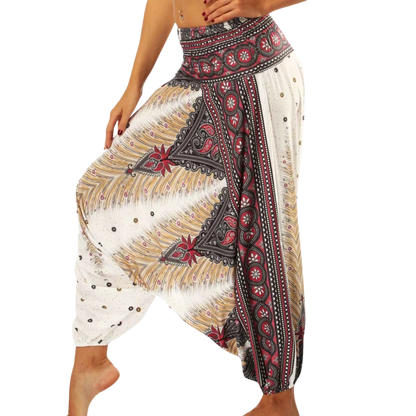 Free Flow Drop Crotch Pants Women Yoga Wear - White Wide Leg / one size