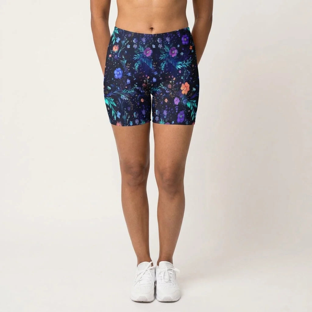 Galactic Bloom Yoga Short Shorts With Celestial Fit