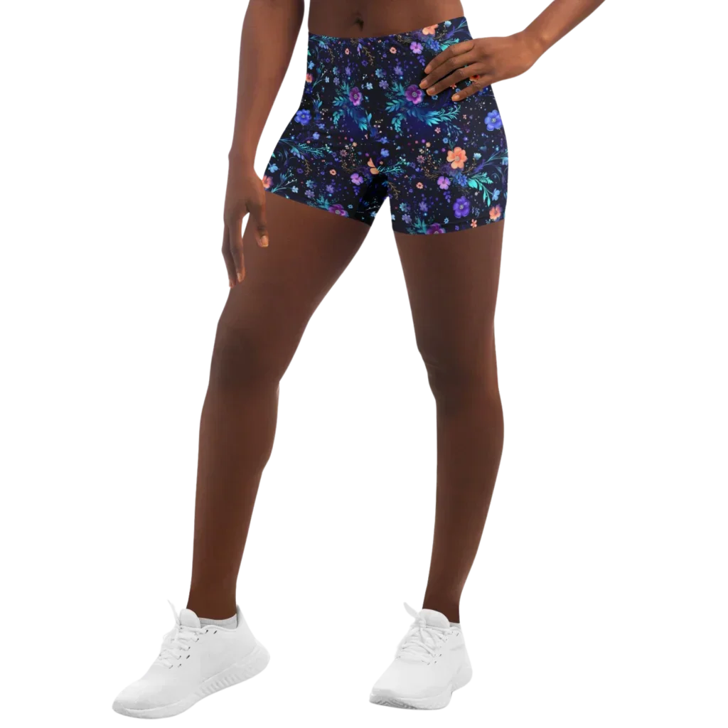 Galactic Bloom Yoga Short Shorts With Celestial Fit - XS