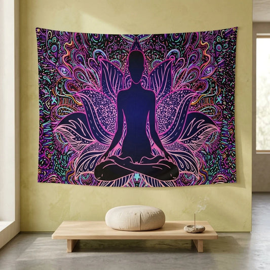 Geometric Flannel Meditation Tapestry For Calm Spaces
